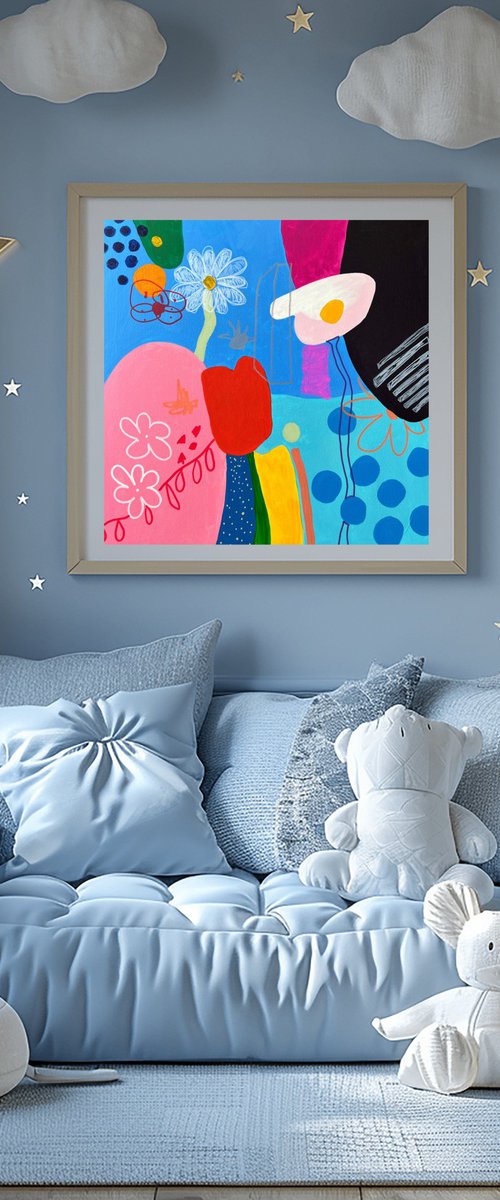 Naive Flowers with Polka Dots by Sasha Robinson
