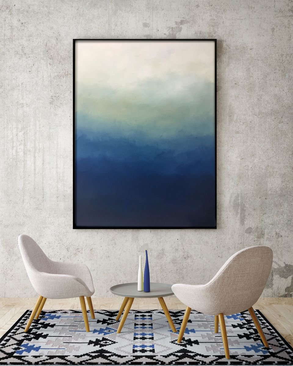 Abstract Blue Ombre 30 x 40 by Nicolette Capuano