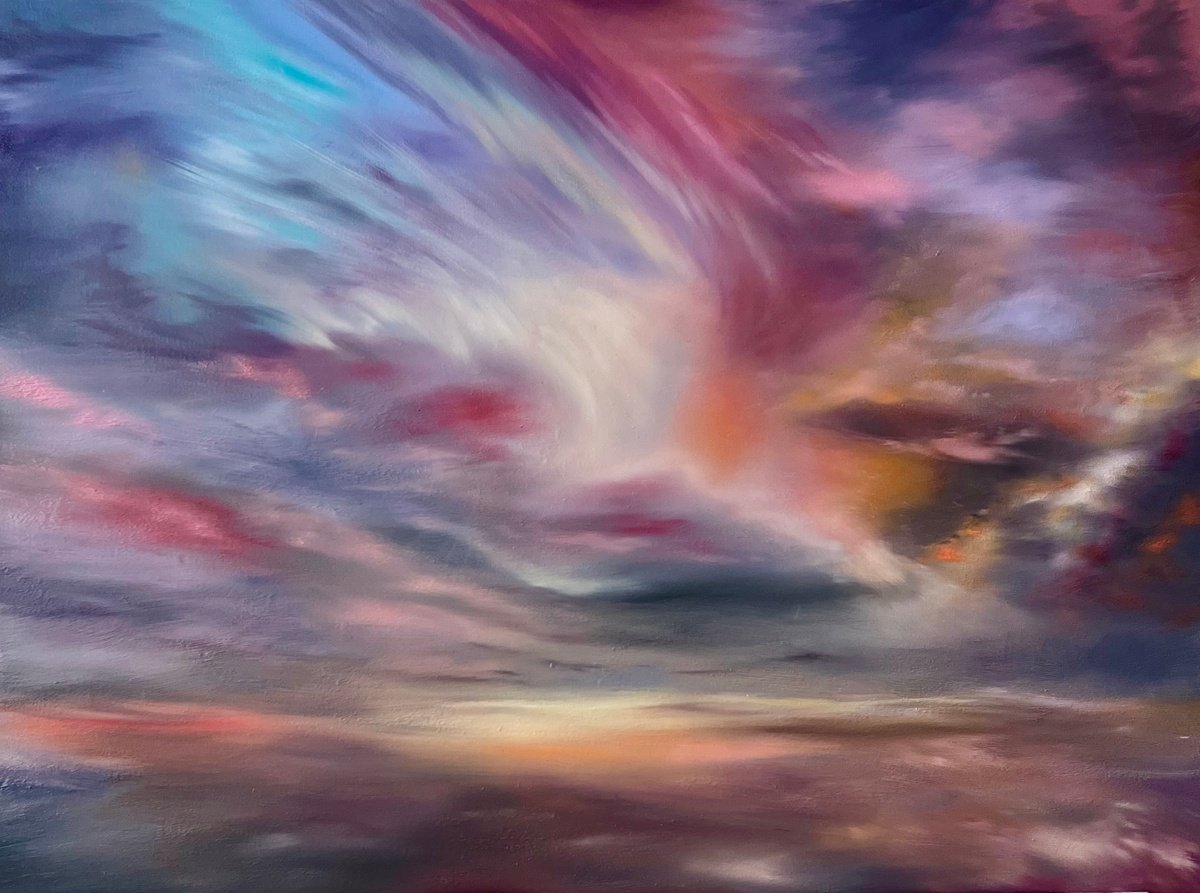 Impressionistic Landscape Oil Painting By Simona Nedeva, 24 X 18", Sky Full Of Dreams, Original Artwork