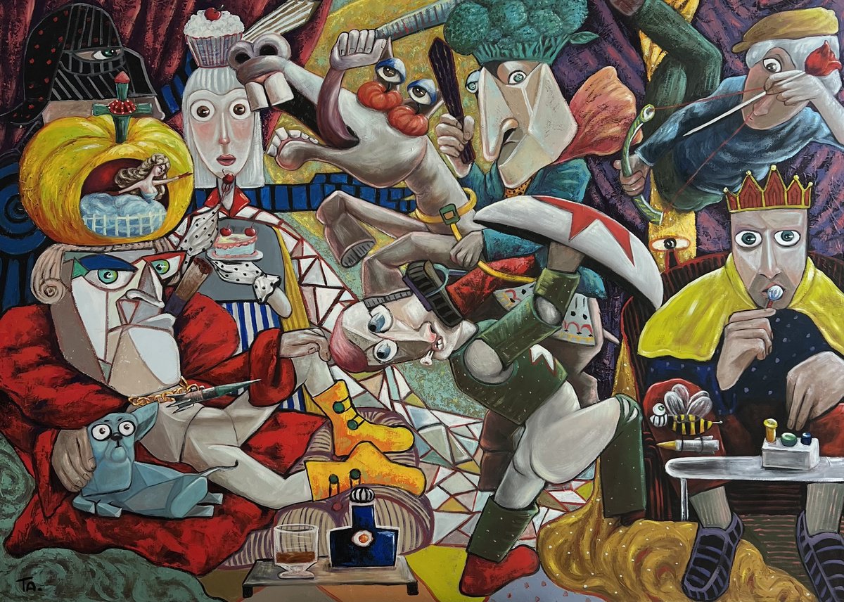 Surrealistic Portrait Oil Painting By Ta Byrne, 71 X 51", Damsel In Distress, Original Artwork