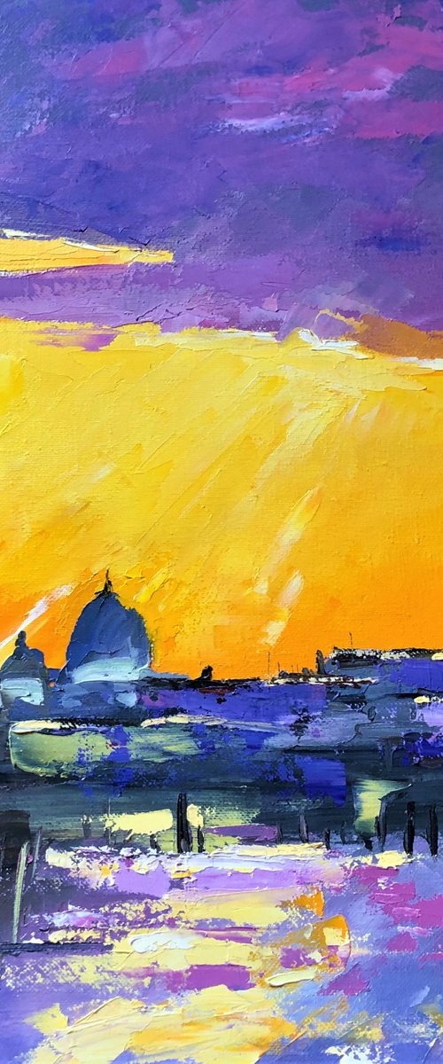 Venice City Painting Sunset City Art by Volodymyr Smoliak