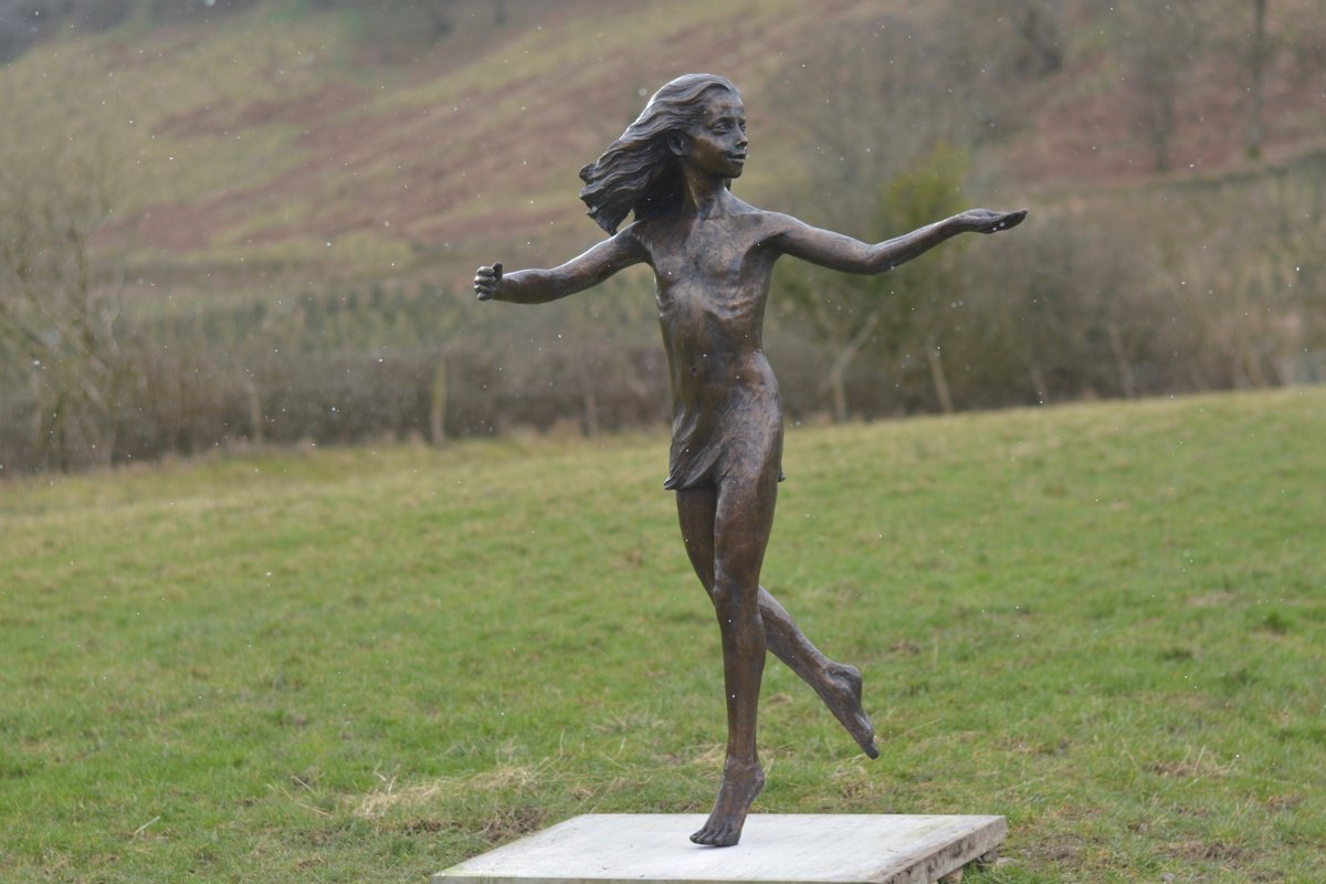 Portrait Bronze Sculpture By Tanya Russell, 40 X 55", Dancing Girl "Miranda" Fb, Original Artwork