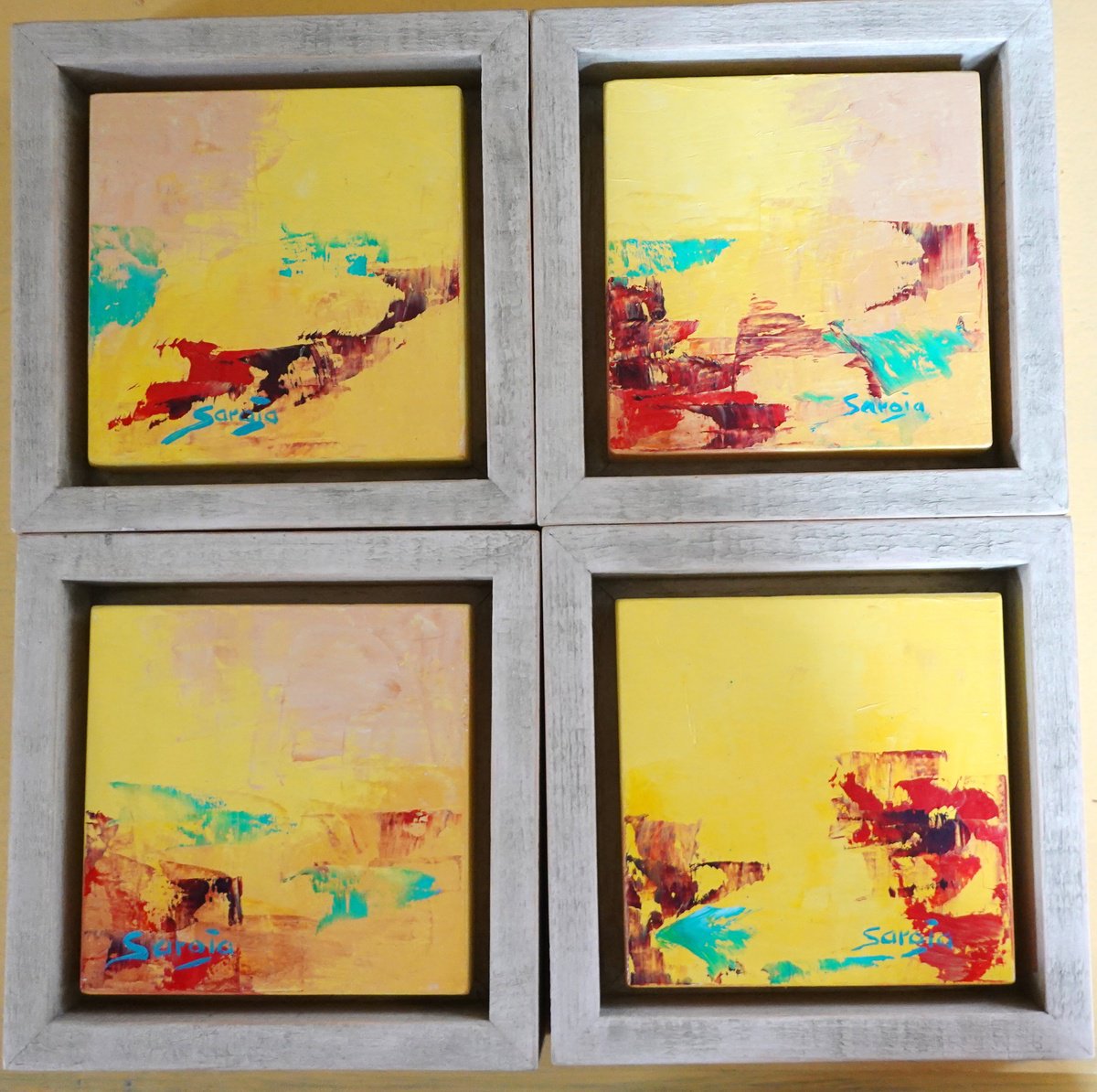 4 Yellow 1028-1031-10Q By Saroja Van Der Stegen, 6 X 6, Artwork For Sale On Artfinder