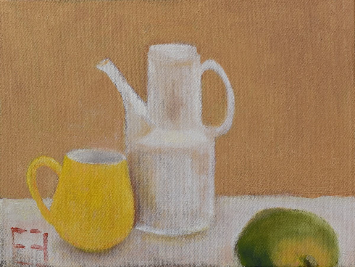 Impressionistic Still Life Oil Painting By Elena Zapassky, 16 X 12, Still Life With Big Mango, Original Artwork
