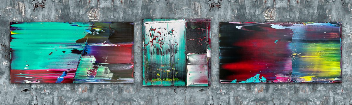 Expressive Abstract Acrylic Painting By Preston M. Smith (Pms), 62 X 14", "Futurecasting", Original Artwork