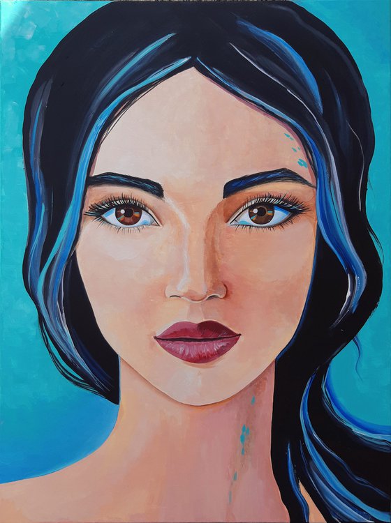 "It's hot to me" acrylic painting, gift for mother, wall art, turquoise, interior art, pop art, interior design, stylish art ,woman, gift, dream, interior art