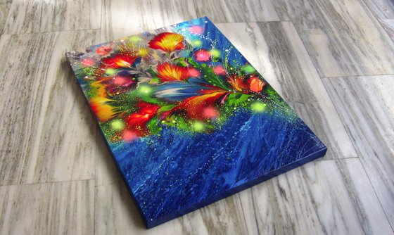 "Summer Sea Breeze" Floral Abstract Painting 60 x 80cm