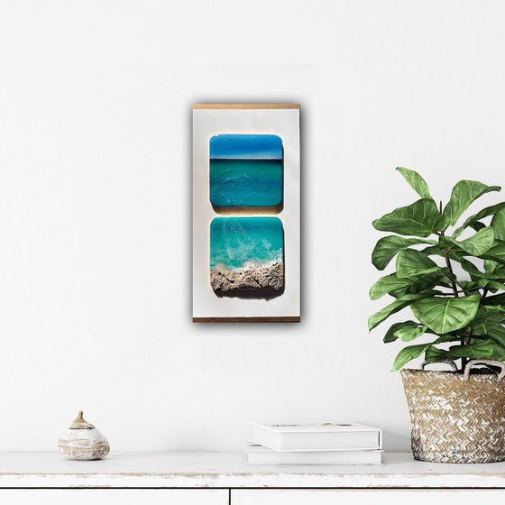 "Little wave" #19 - Small ocean painting diptych
