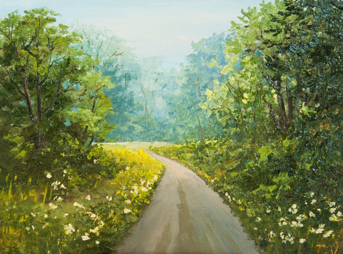 Forest landscape. Oil painting. Original art. 6 x 8 in. by Tetiana Vysochynska