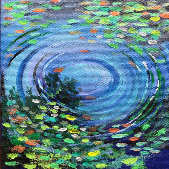Pond Reflections ! Impressionist Art! Small Painting!!  Ready to hang