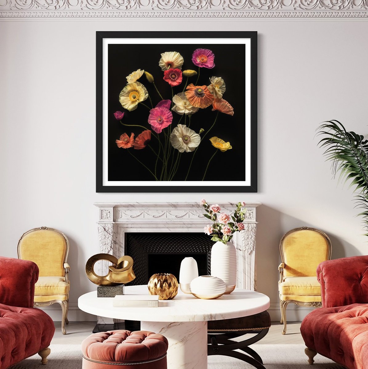 Photorealistic Botanical Photograph By Michael Filonow, 32 X 32", Poppies 88, Original Artwork