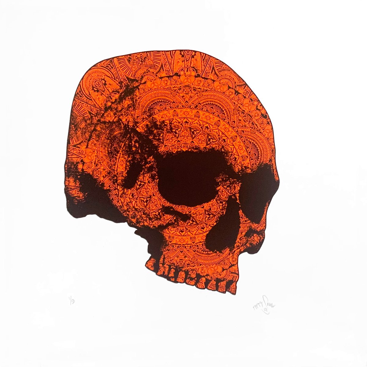 Neon Orange Skull by 57Design