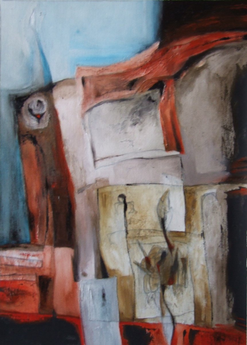 Abstract Oil Painting By Csaba Csendes, 14 X 20, Elvitte A Szel, Original Artwork