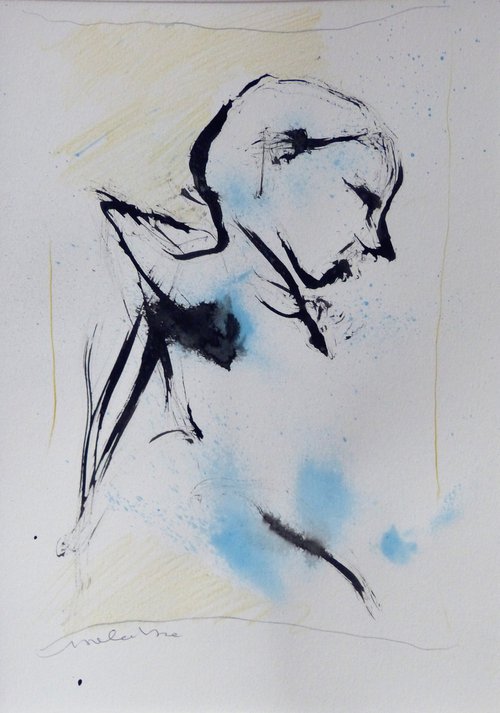 Les uns et les autres 6, ink on paper 21x29 cm by Frederic Belaubre