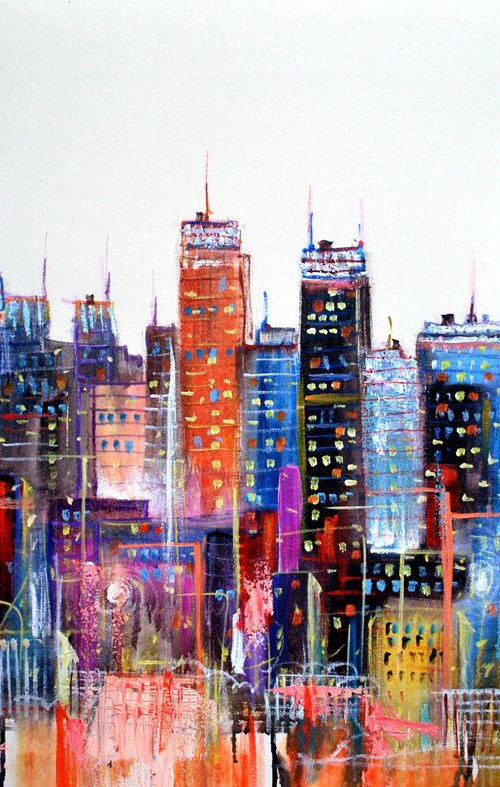 Abstract New York City2, 36x24in by Vishalandra Dakur