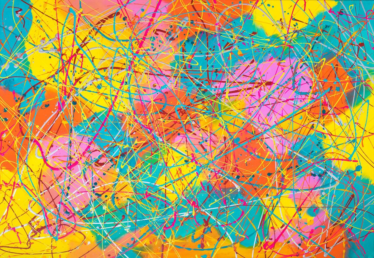 Expressive Abstract Painting By Km Arts, 51 X 35", Let