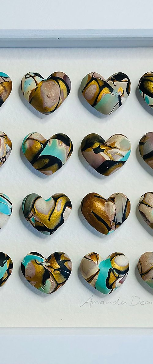 LOVE - Aqua biege gold & black Mokume Gane by Amanda Deadman
