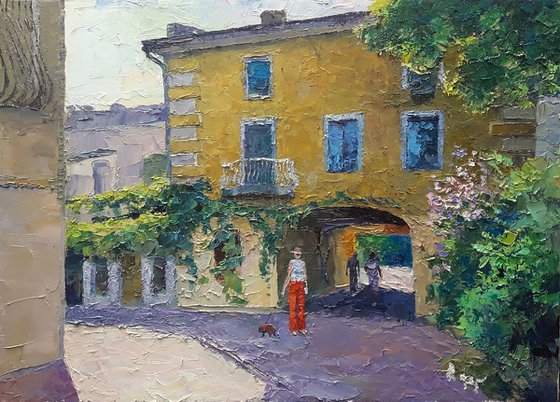 Oil painting Odessa courtyard