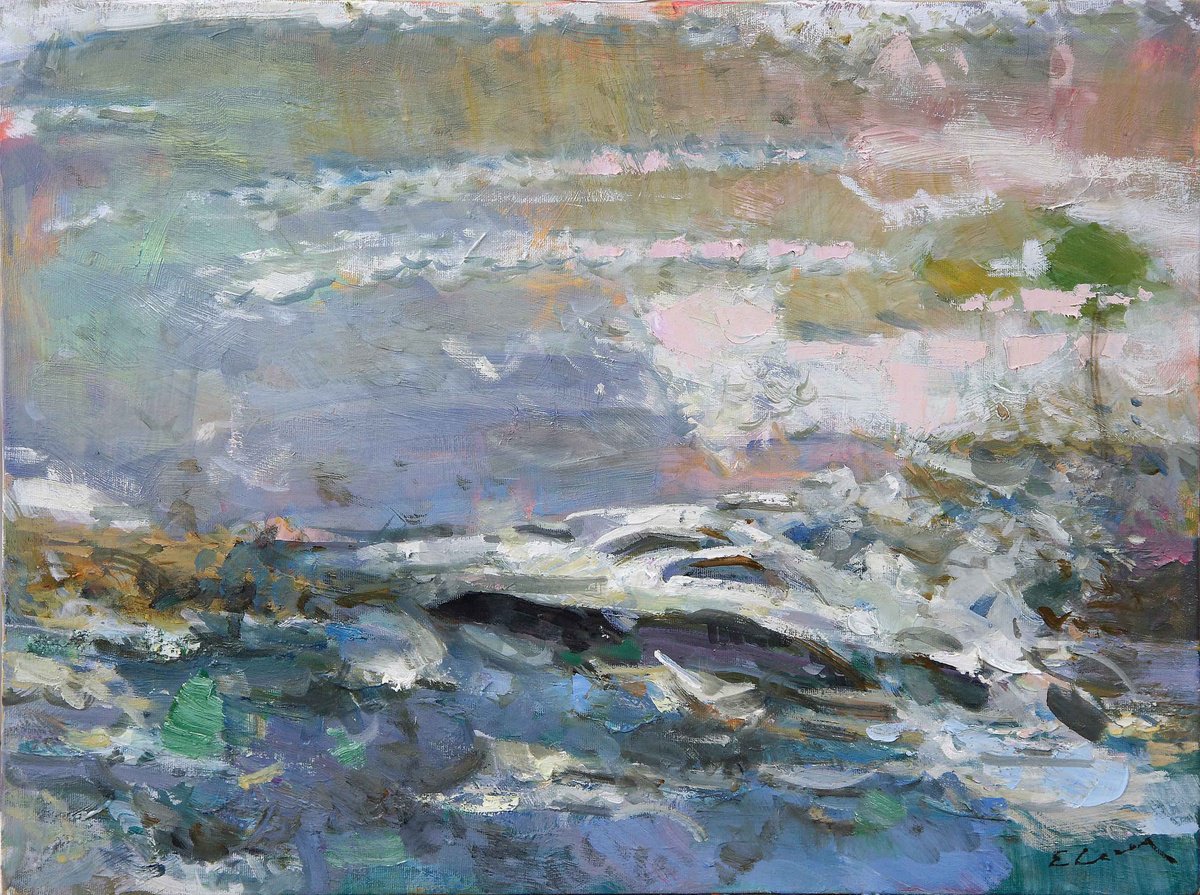 Expressive Oil Painting , Landscape With A Boat By Eugene Segal, 24 X 18, Artwork For Sale On Artfinder