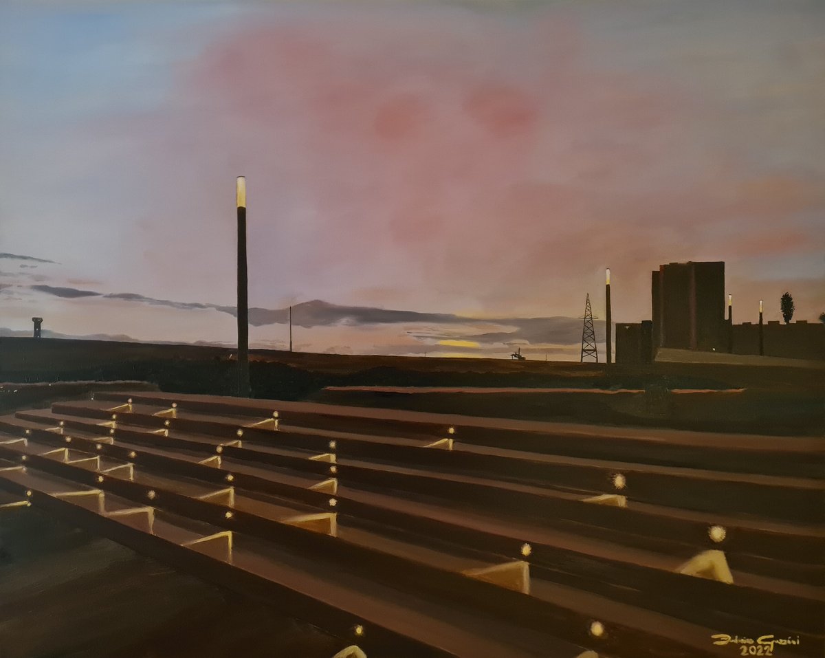 Photorealistic Cityscapes Oil Painting By Federico Grazzini, 39 X 31, Parallelismi, Original Artwork