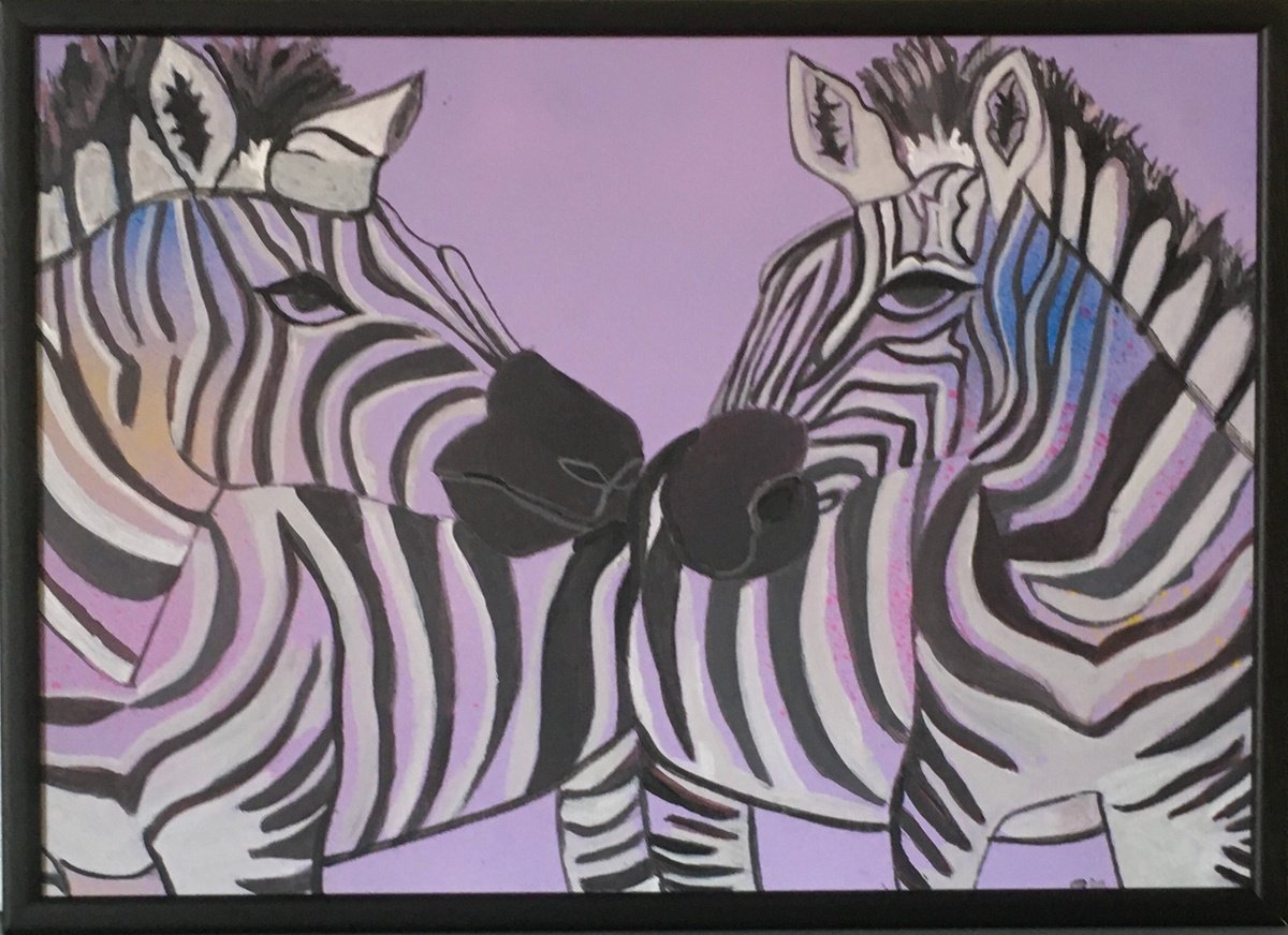 Impressionistic Animal Painting By Chihiro Kinjo, 17 X 13, Mirrored Image, Original Artwork