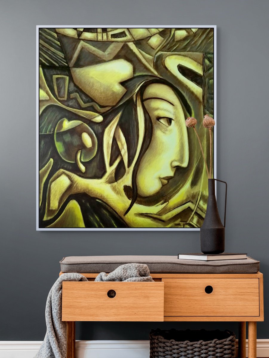 Surrealistic Oil Painting , Metaphysical Apple By Evgen Semenyuk, 28 X 31, Artwork For Sale On Artfinder