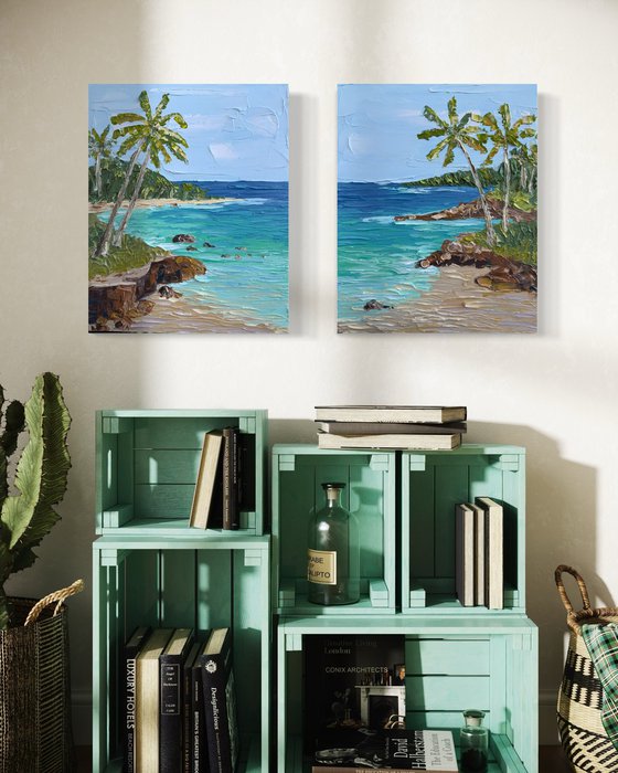 Tropical retreat diptych