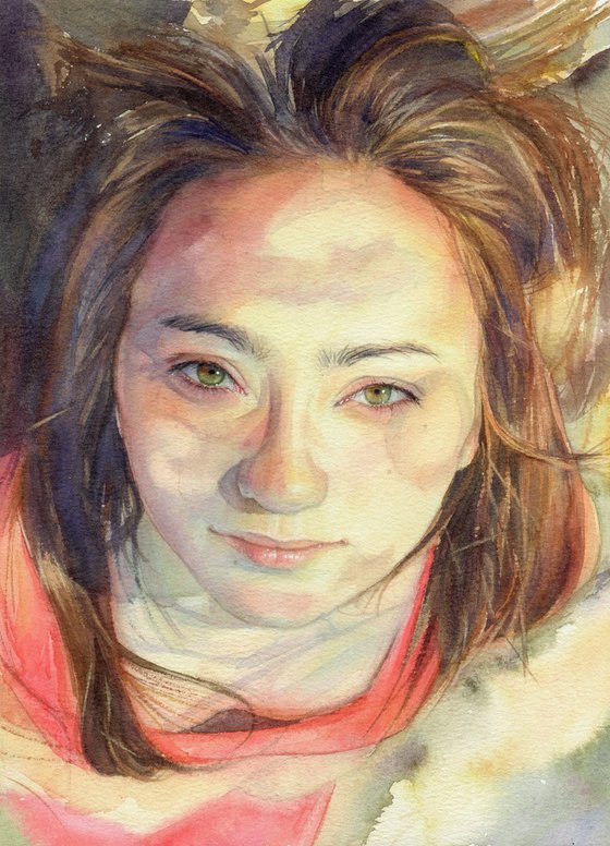 Portrait of a girl in water