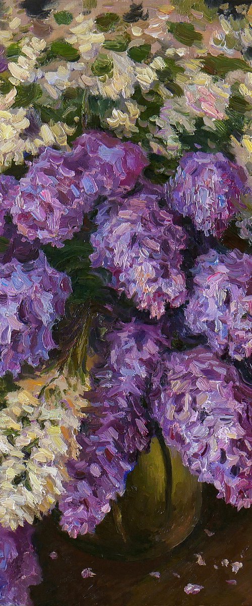 The Bouquet of Aromatic Lilacs - Lilacs painting by Nikolay Dmitriev