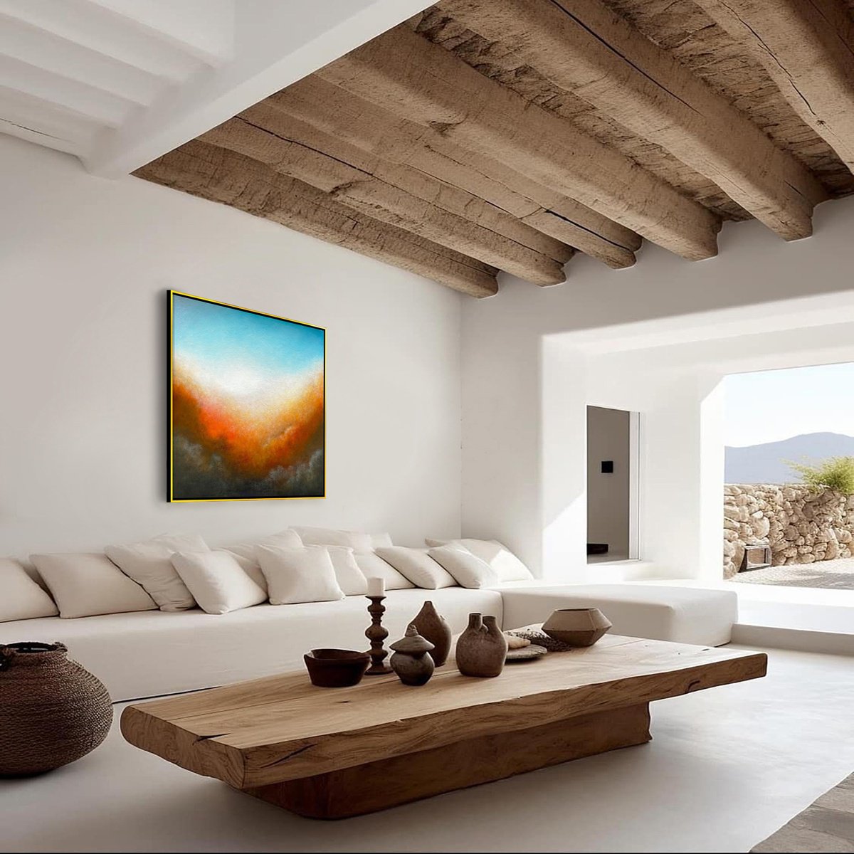 Impressionistic Landscape Oil Painting By Waldemar Kaliczak, 41 X 41", Promising Light, Original Artwork