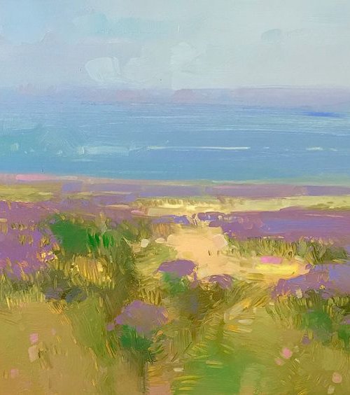 Field of Lavenders, Original oil painting, One of a kind Signed by Vahe Yeremyan
