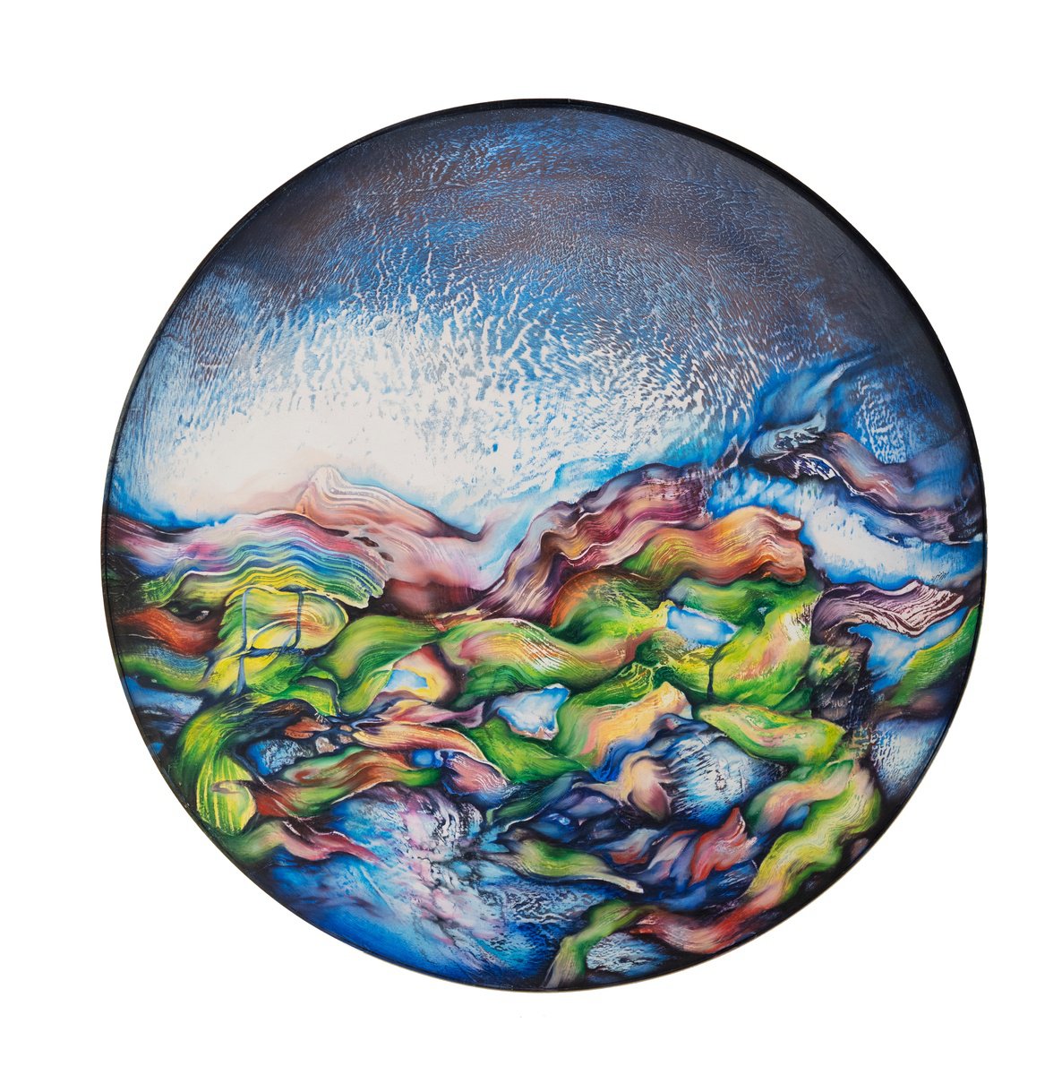 Abstract Landscape Oil Painting By Marjan Fahimi, 40 X 40", The Dog Days Are Over, Original Artwork