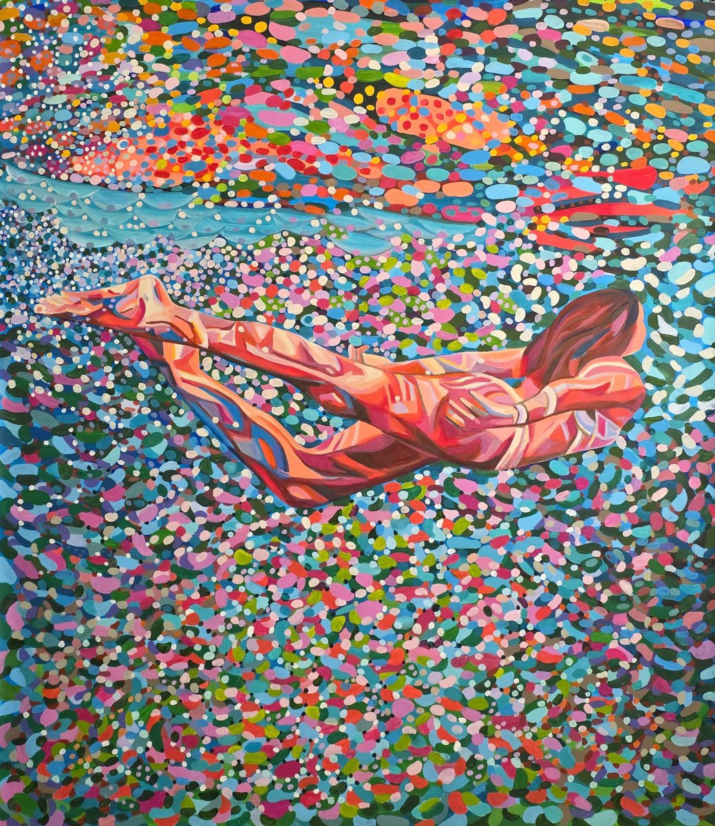 Underwater Pink By Alexandra Djokic, 55 X 63, Artwork For Sale On Artfinder