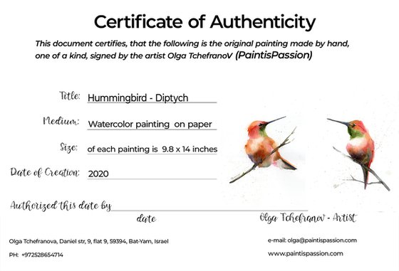 Hummingbird Diptych
