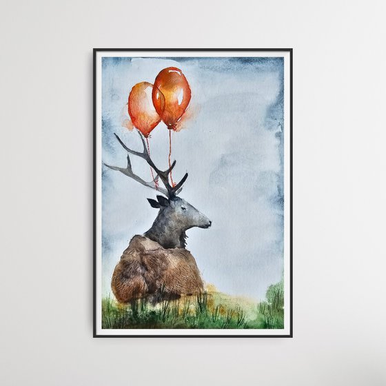 Deer With Balloons (small)
