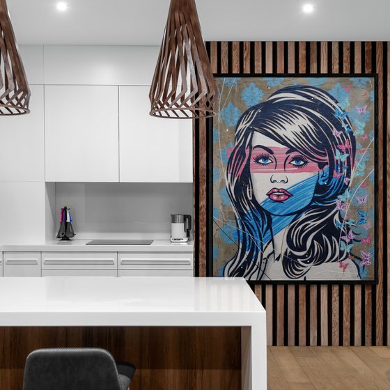 Sapphire Candy 120cm x 150cm Concrete Urban Pop Art