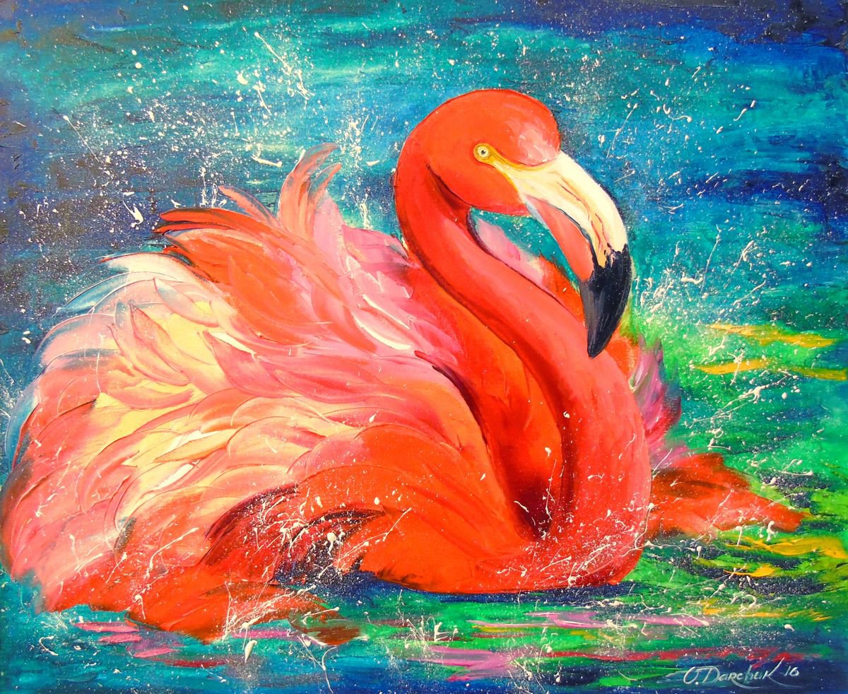 Flamingo By Olha Darchuk, 24 X 20, Artwork For Sale On Artfinder