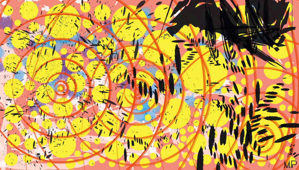 Geometric Abstract Print By Mattia Paoli, 83 X 47", Golden Rain, Original Artwork