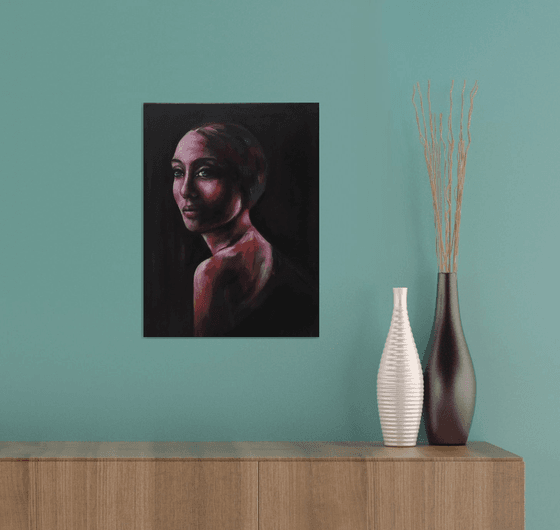 Woman oil portrait painting