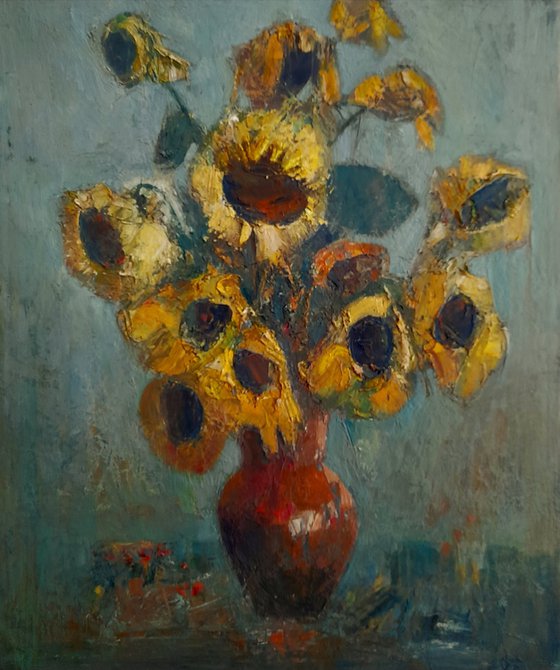 Sunflowers  50x60cm, oil painting, palette knife