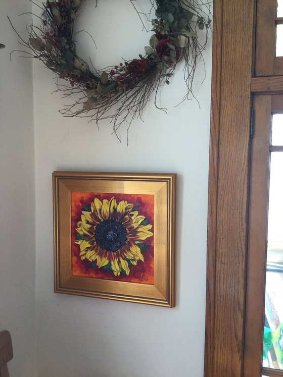 Burnished Sunflower on Orange