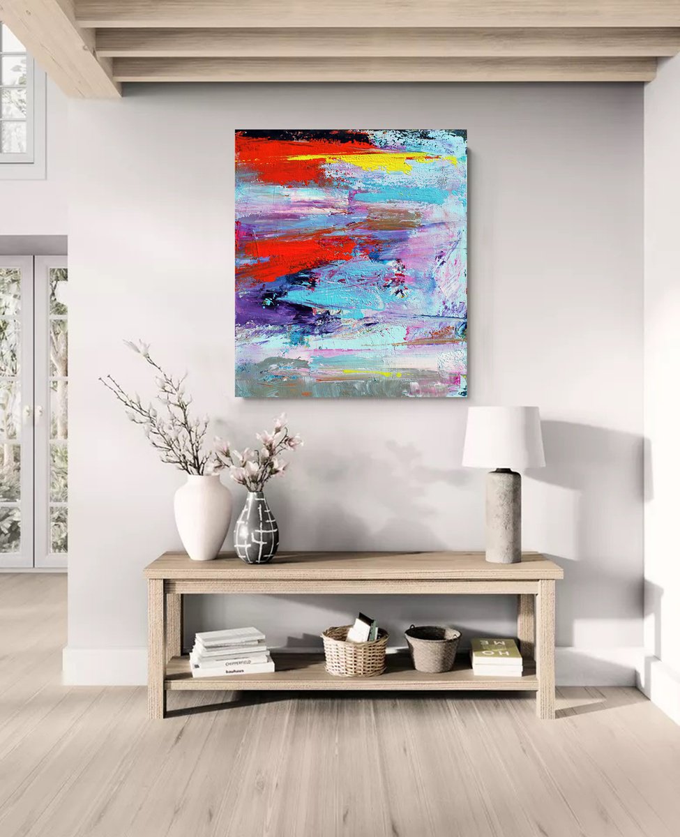 Abstract Acrylic Painting By Mir-Jan, 27 X 31", Abstract 78, Original Artwork