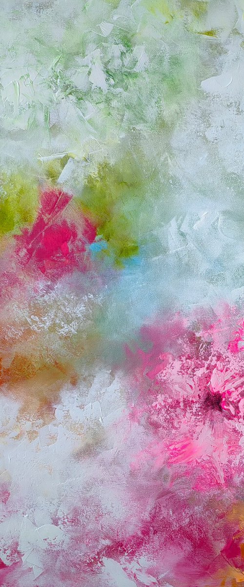 "Just Summer on my mind" from the "Colours of Summer" collection, abstract flower painting by Vera Hoi