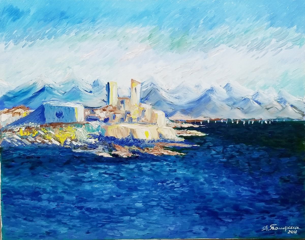 Replica - Antibes inspired by Claude Monet. 16 x 20. by Alexandra Tomorskaya/Caramel Art Gallery