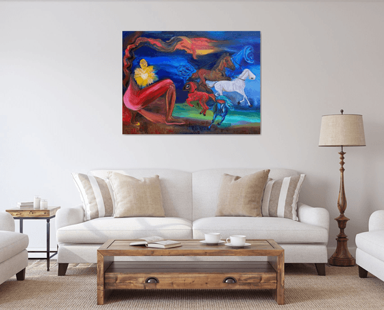 The Good Human, concept art, large oil painting