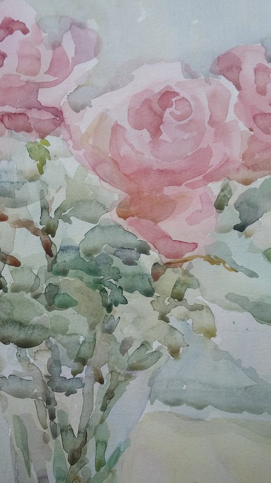 Roses. Original watercolour painting 2020