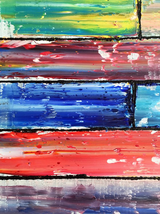 "Built For This" -  Save As A Series - Original PMS Abstract Triptych Oil Paintings On Wood - 34" x 32"