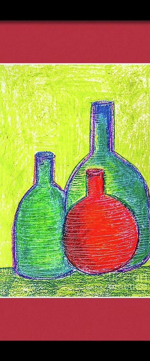 Still Life with Green Bottles by Asha Shenoy