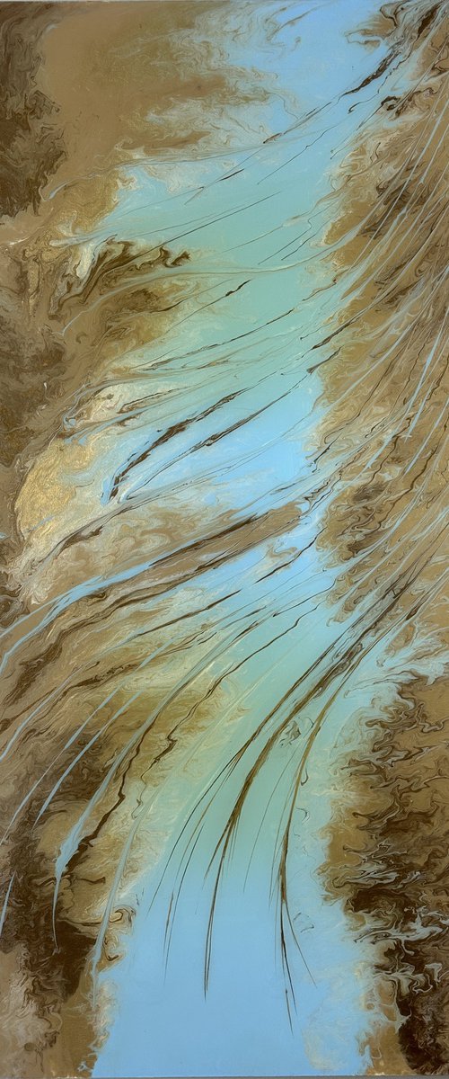 Sahara - Gold Blue Desert Abstract. by Kseniia Turik