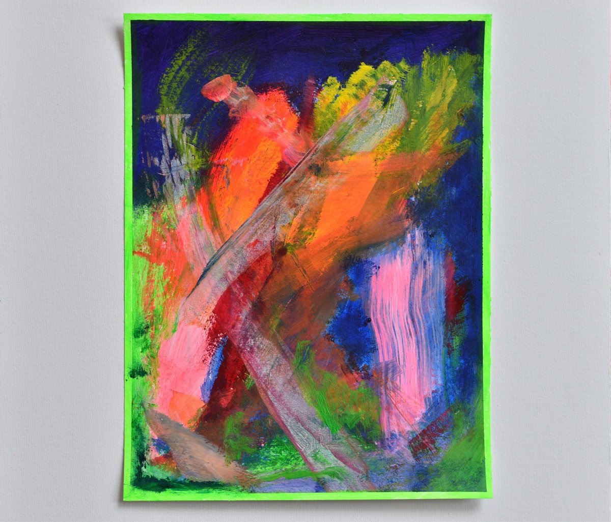 Organic Abstract Acrylic Painting By Sebastian Merk, 12 X 16", Nightfall, Original Artwork